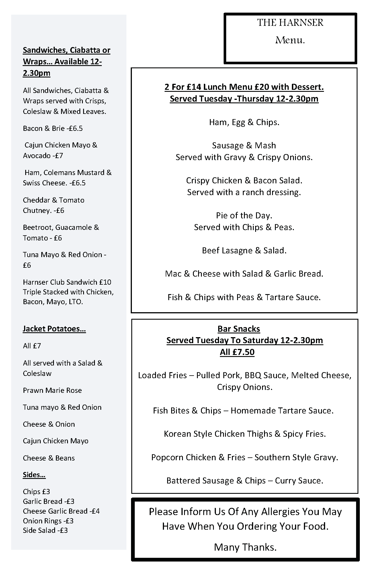 The Harnser Public House Stalham Green Norfolk Food Page